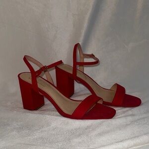 Lulu's Vibrant Red Block Heel Sandals
